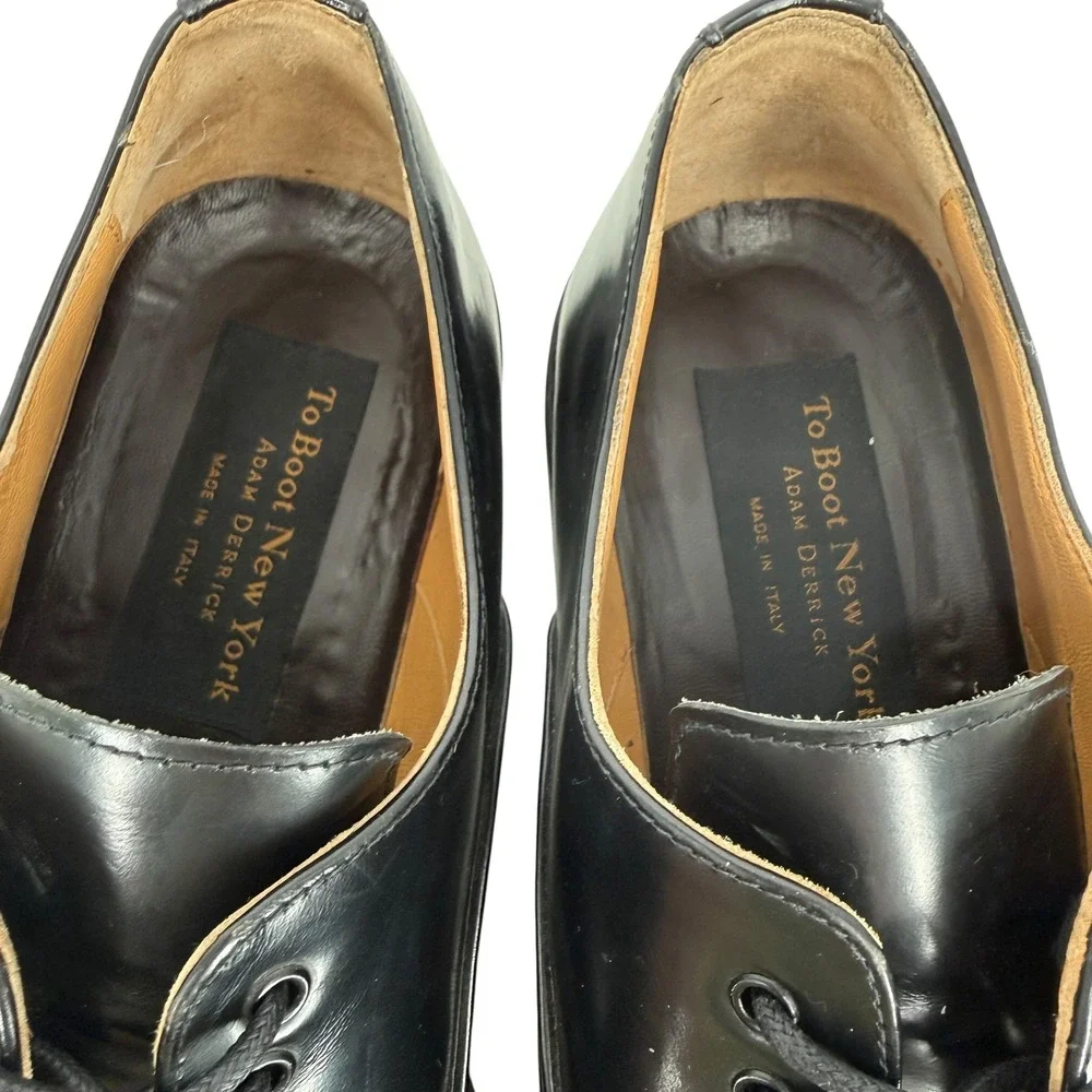 To Boot New York Apron Toe Derby Shoes Men 10.5 Black Leather Chunky Lug Sole